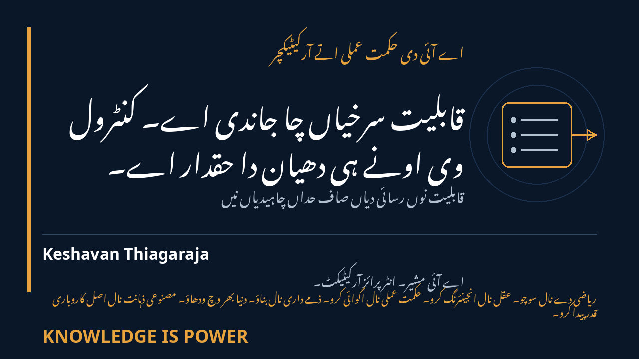 قابلیت سرخیاں چا جاندی اے۔ کنٹرول وی اونے ہی دھیان دا حقدار اے۔ - اے آئی دی حکمت عملی اتے آرکیٹیکچر cover
