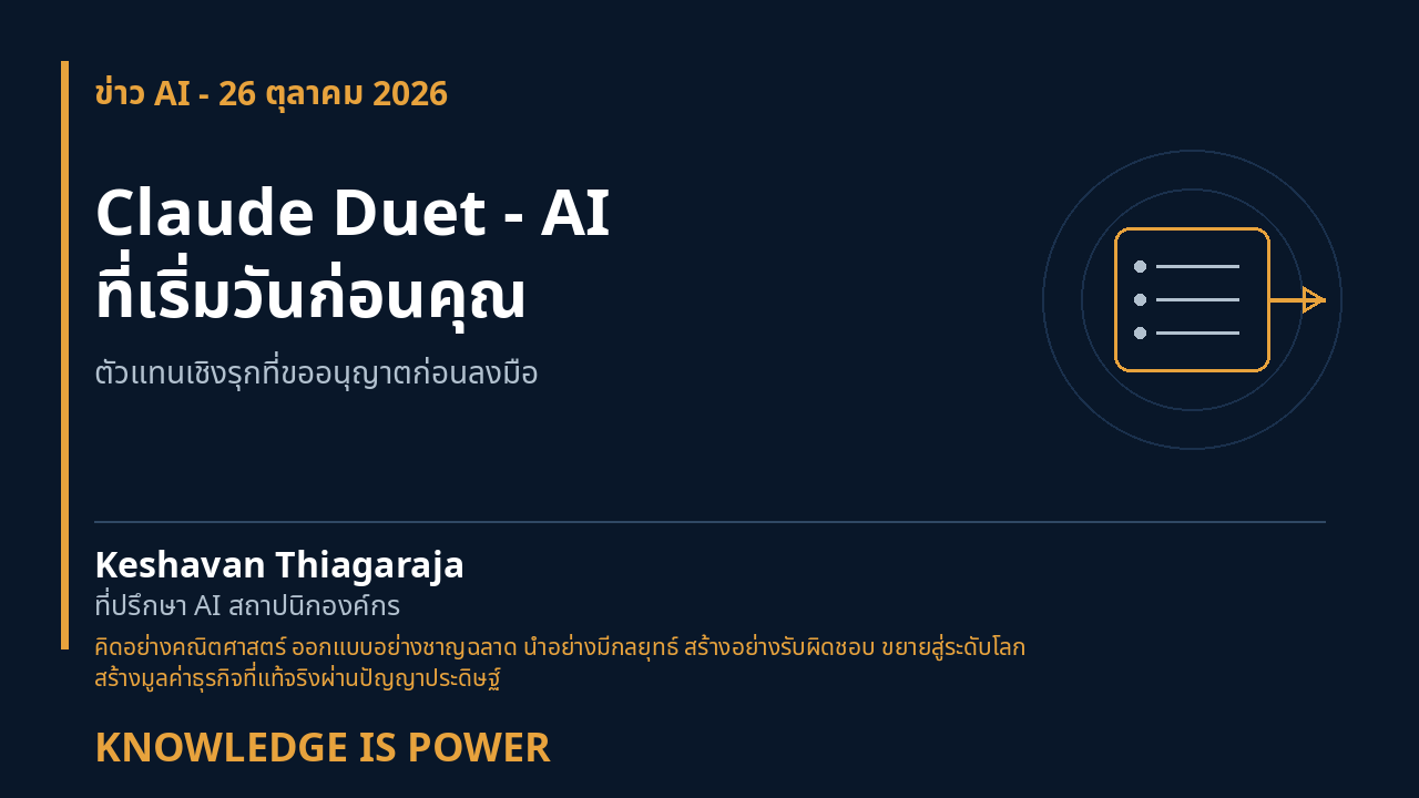 Claude Duet - AI ที่เริ่มวันก่อนคุณ - ข่าว AI - 26 ตุลาคม 2026 cover